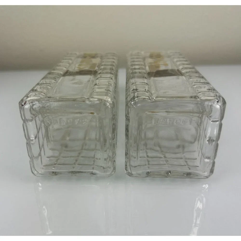 Vintage MCM Mid-Century KAROFF Whiskey & Scotch Clear Glass Barware Bottles